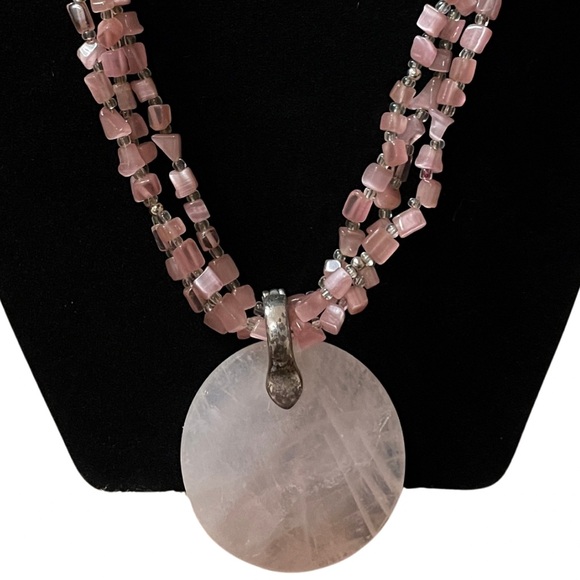 NWOT Premier Designs Pink Quartz Multi-Strand Beaded Necklace - Picture 2 of 4